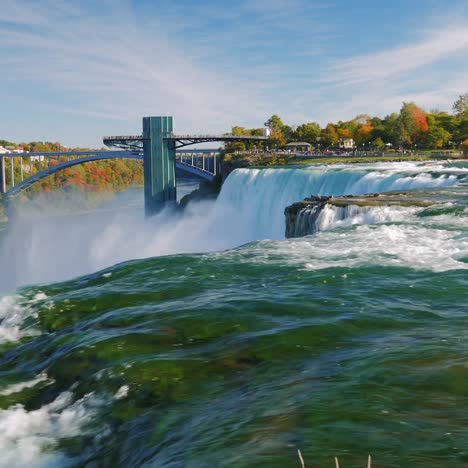 the famous niagara falls and buildings on the american shore