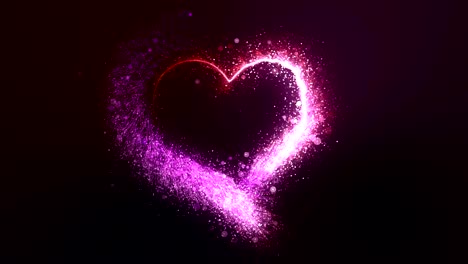 valentine's day glowing red and pink bright particle heart