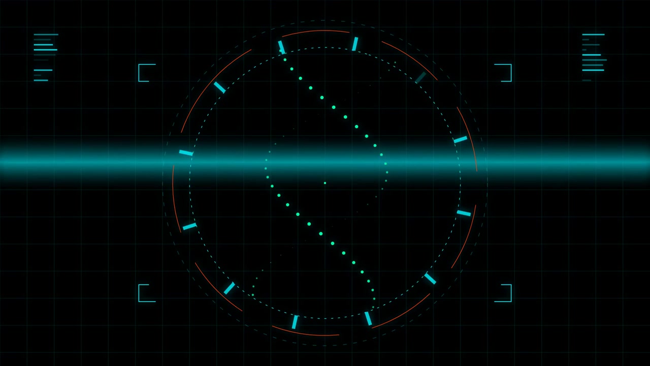 Futuristic Digital HUD Interface with Rotating DNA Helix Animation