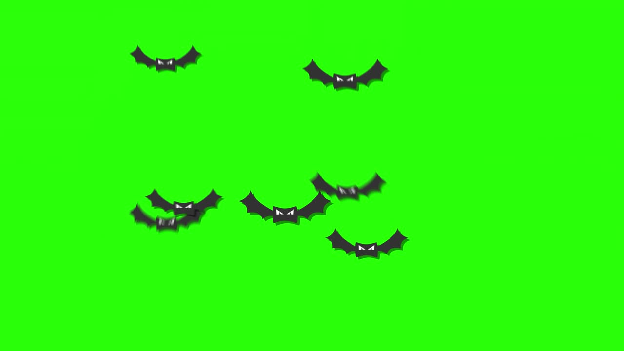 хэллоуинские летучие мыши на зеленом экране