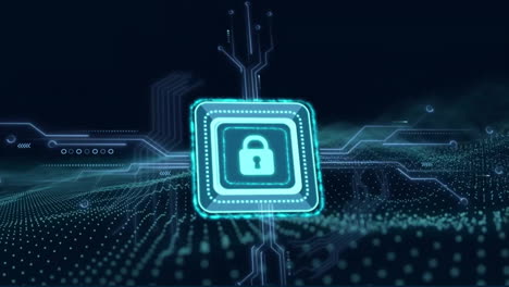 animazione dell'elaborazione dei dati su un lucchetto di sicurezza online