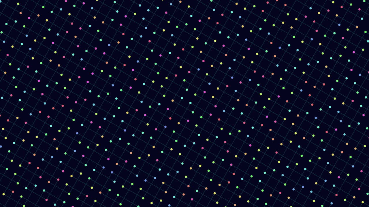 Vibrant colored dots in grid formation on black background