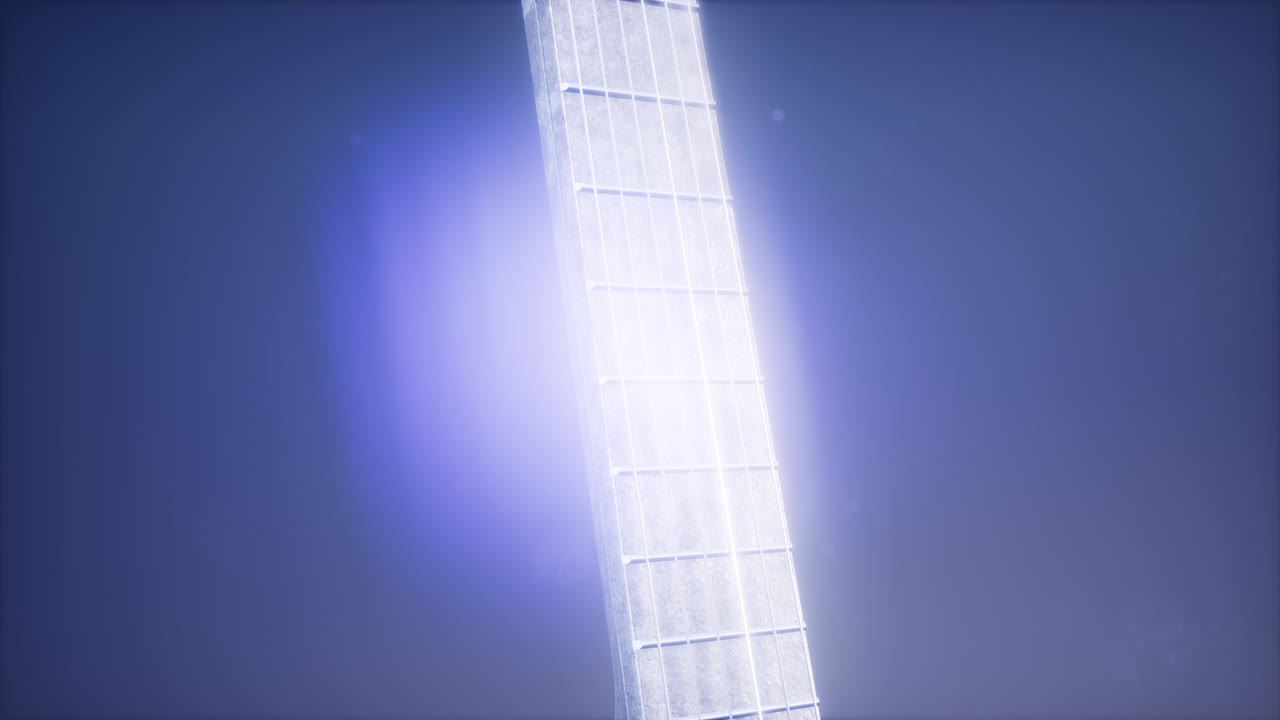 파란색 바탕에 있는 클래식 기타