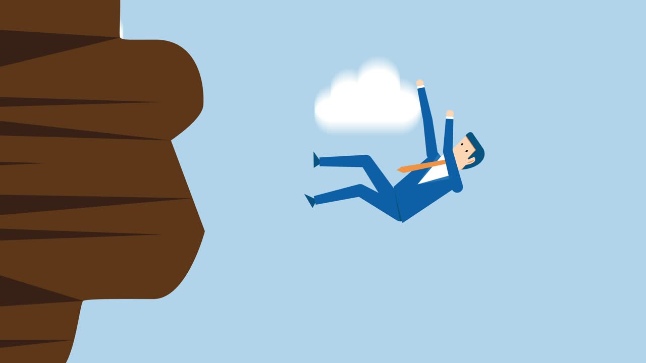 사업가가 루프에 떨어집니다.