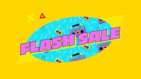 Flash-Sale-Grafik-In-Türkisfarbenem-Oval-Auf-Gelbem-Hintergrund