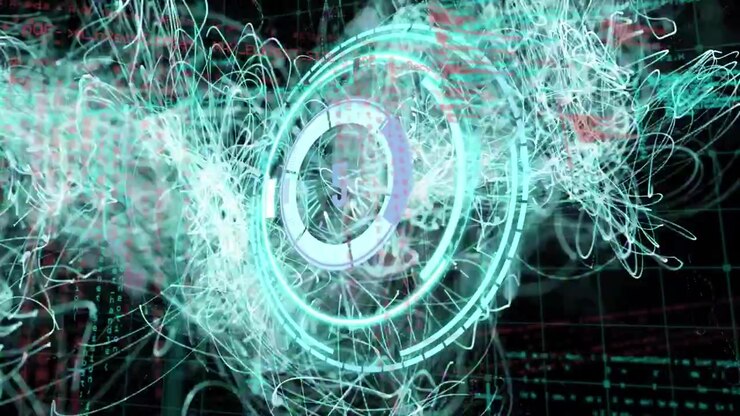 Animation of digital brain over circles