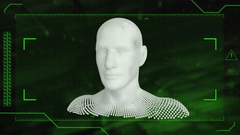 Animation-of-human-bust-on-green-background