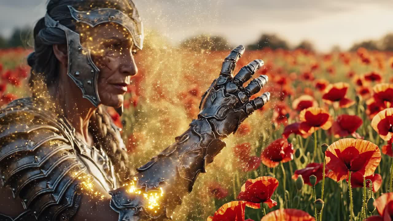 A Female Warrior's Magic in a Poppy Field