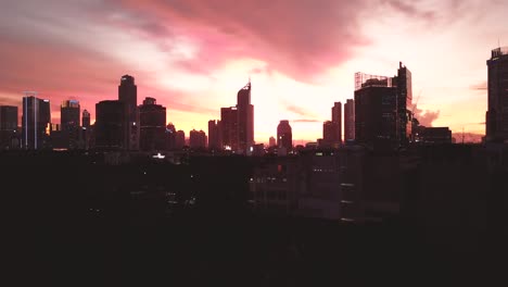 aerial landscape of sunset in jakarta downtown