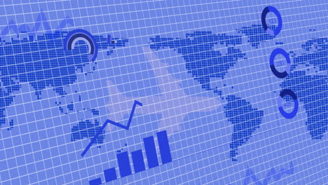 Animation-of-diagrams-and-data-processing-over-world-map-and-plane