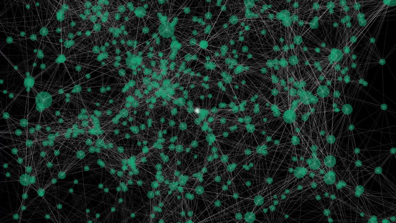Animation of network of connections with people icons over glowing spots