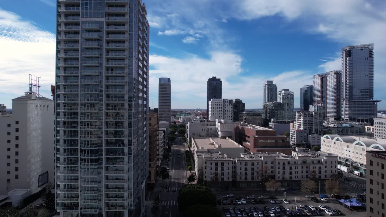 Aerial View of a Modern City with Skyscrapers