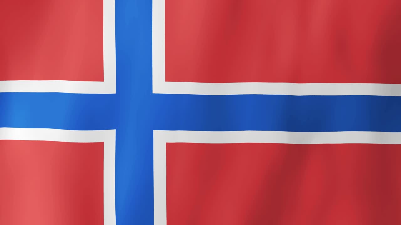 una bandera noruega realista ondeando en el viento. animación en 4k.