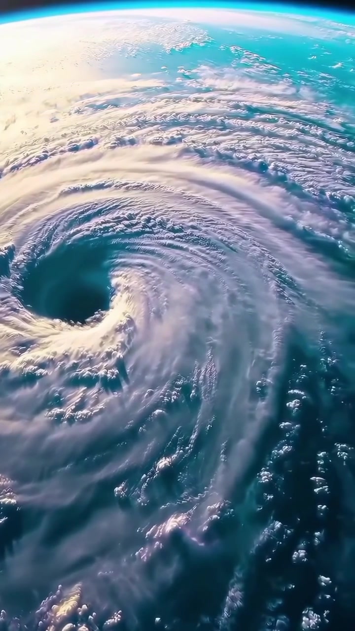 Vista aerea di un enorme uragano che ruota sull'oceano