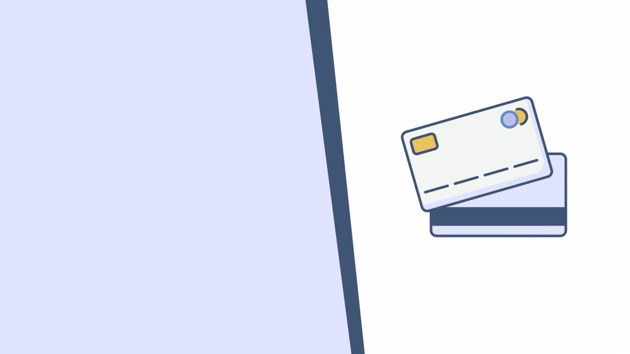 4k video of cartoon credit card on white background.