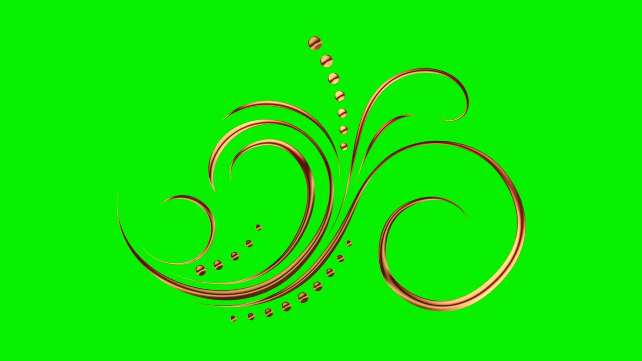 로맨틱 한 그림 같은 구리 요소가 녹색 스크린에서 매트 07