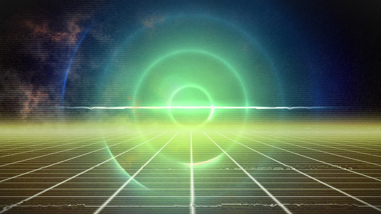 animación de círculos brillantes en espacio azul y amarillo