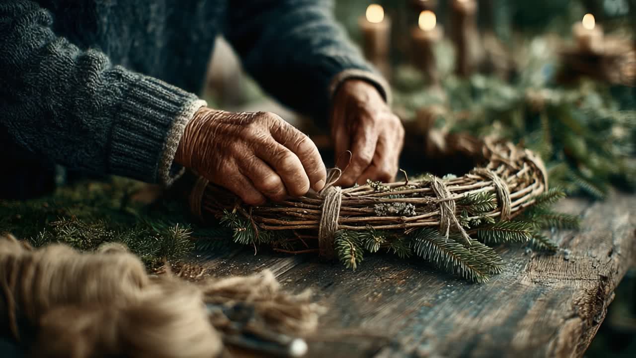 Creating a Rustic Holiday Wreath: Crafting with Natural Materials, a Celebratory Touch for Home Decor and Seasonal Spirit