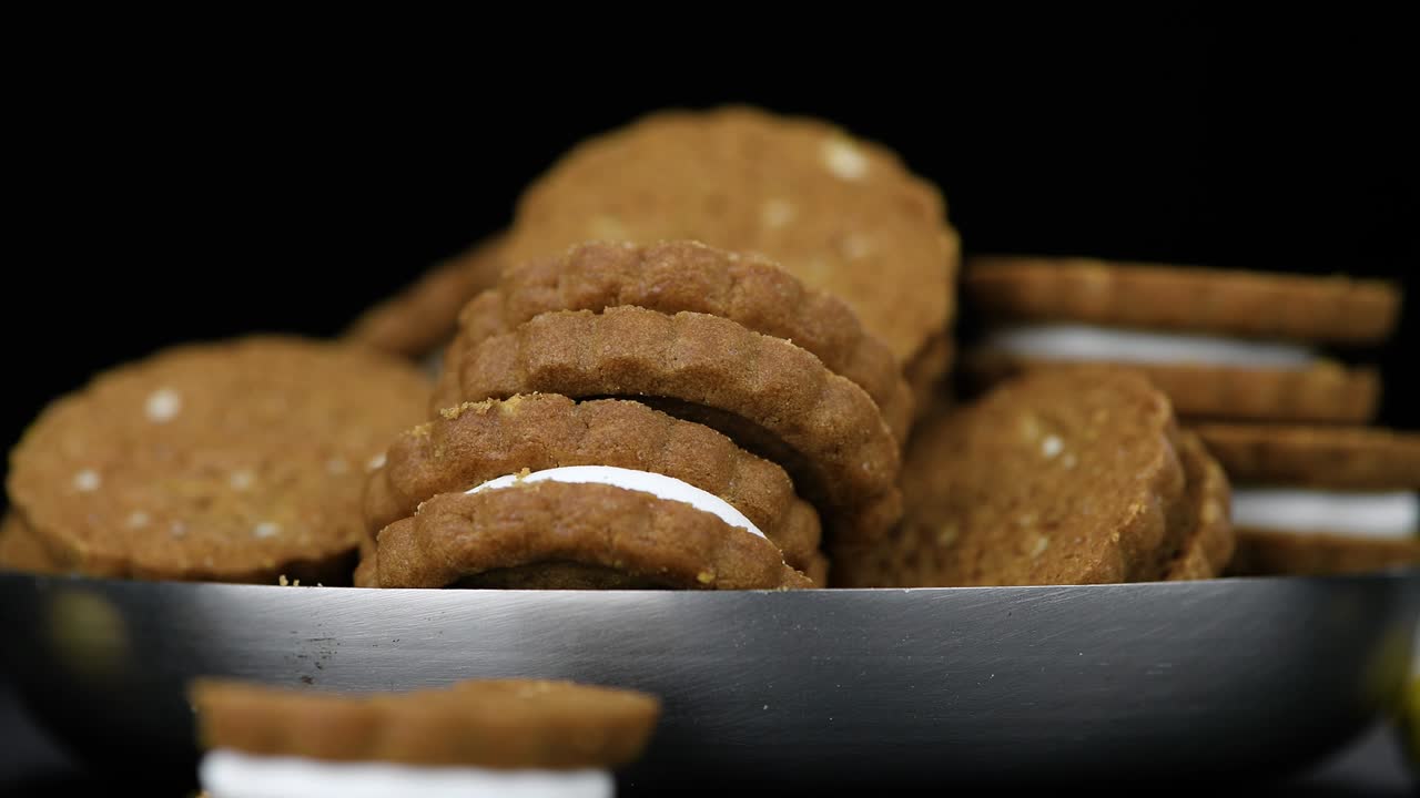 Hazelnut Cream Cookies on a rotating plate (seamles loopable)