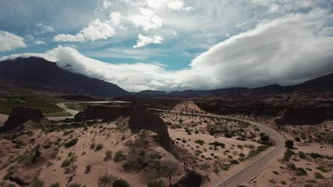 fpv drones flying over the top of rock formations in quebrada las conchas nature reserve