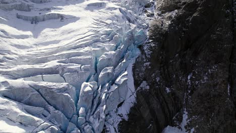 close-up aerial view of the trift glacier in switzerland