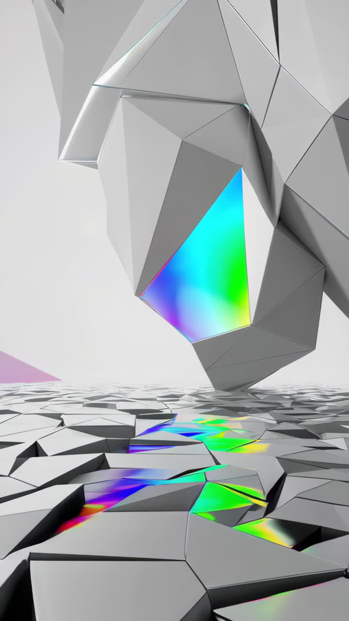 Abstract Geometric Landscape with Prismatic Light Effects
