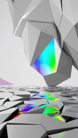 abstract geometric landscape with prismatic light effects