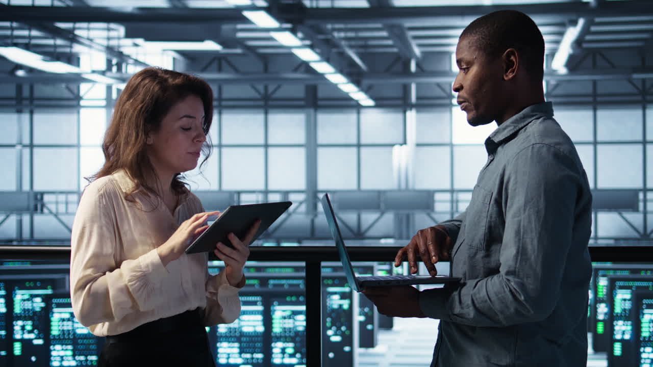 Data scientists performing equipment vulnerability scans in server farm