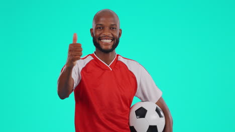 Black-man,-soccer-and-thumbs-up-on-mockup