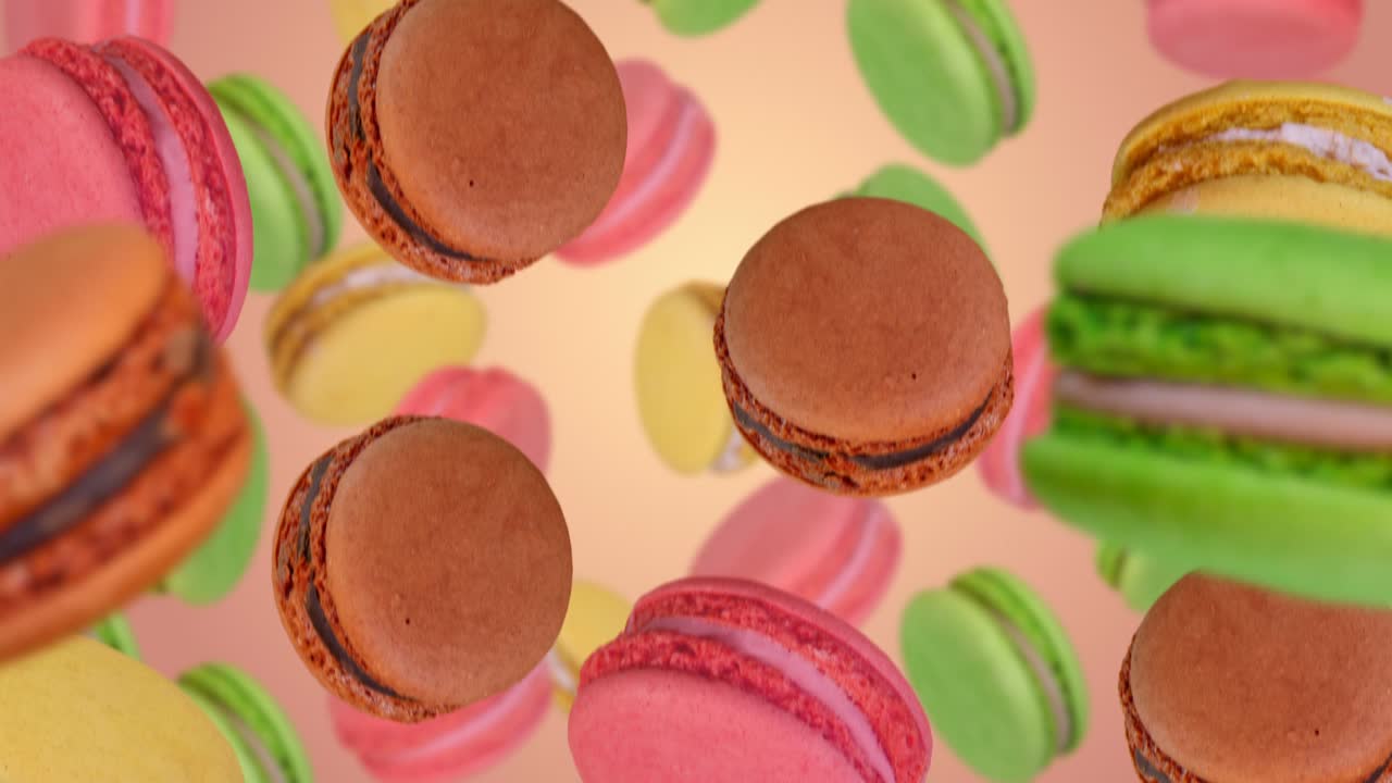 los macarrones caen hacia abajo, en cámara lenta.