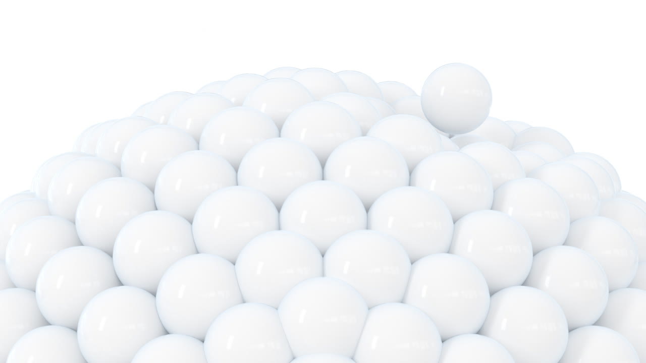 las bolas creativas absorben otras bolas con fondo blanco, renderización 3d.