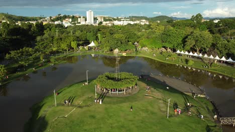 Aerial-view-of-a-beautiful-park-in-a-metropolitan-city-in-Brazil
