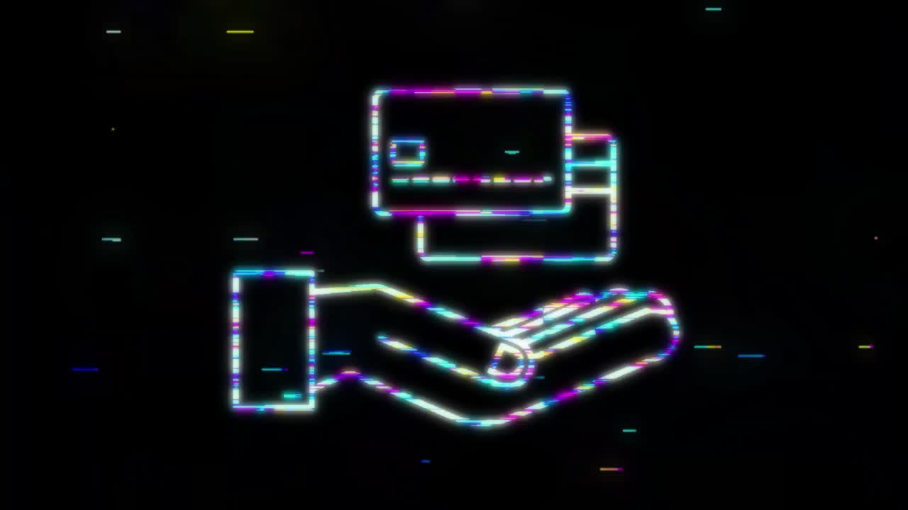 글리치 블루 간단한 신용 카드 손 템플릿 모션 그래픽