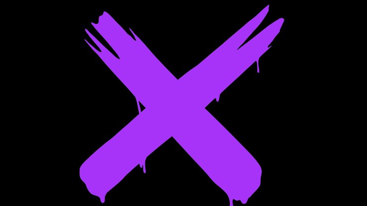 Animated Purple Paint Brush Stroke Forming an X Symbol