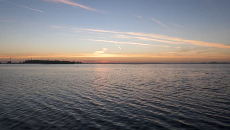 overview of a lake at sunrise