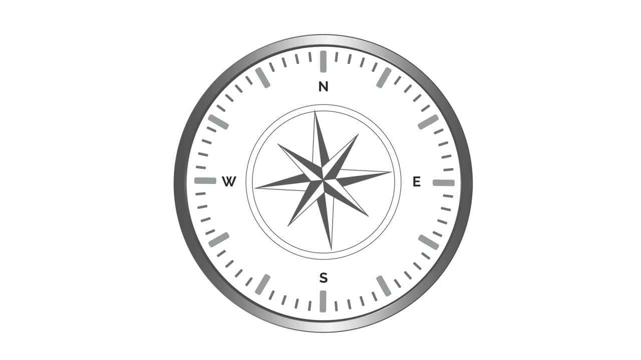 Wind rose compass with spinning pointers