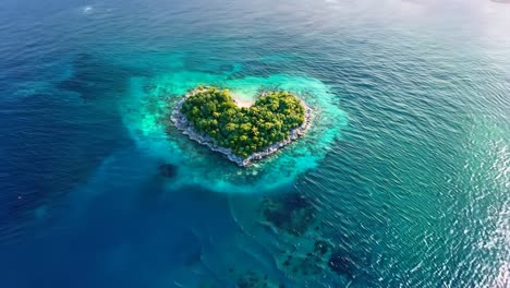 a heart shaped island in the middle of the ocean