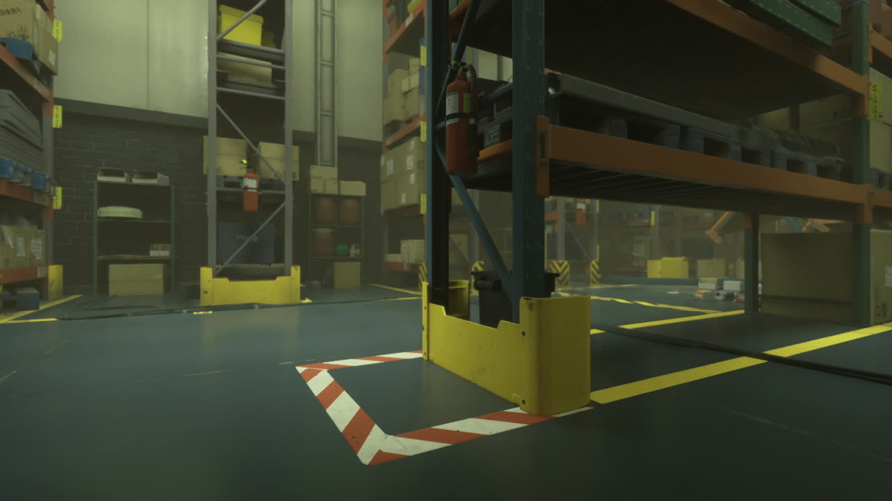 Warehouse interior filled with shelving and boxes during quiet afternoon hours