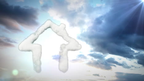 casa de ensueño y cielo con nubes