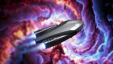 nave espacial en una nebulosa