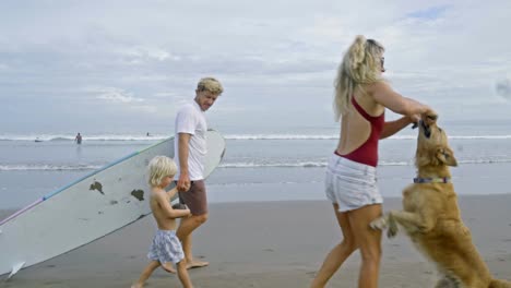 family beach walk