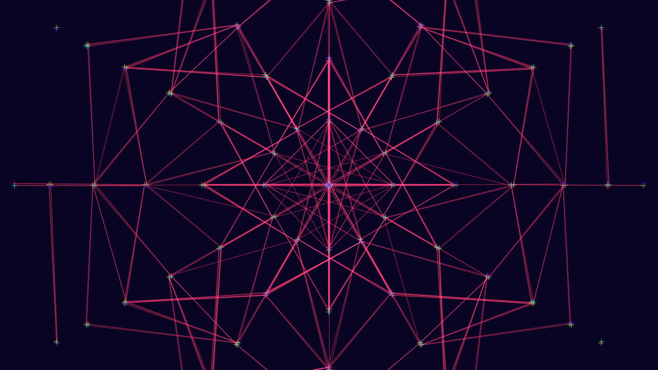 검정 그라데이션에 네온 점이 있는 디지털 기하학적 선