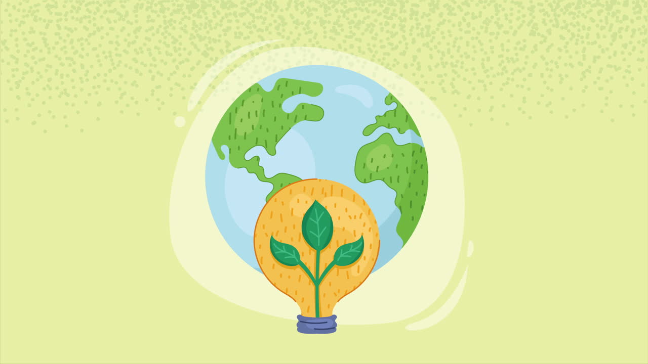 전구 애니메이션을 가진 세계 행성 지구