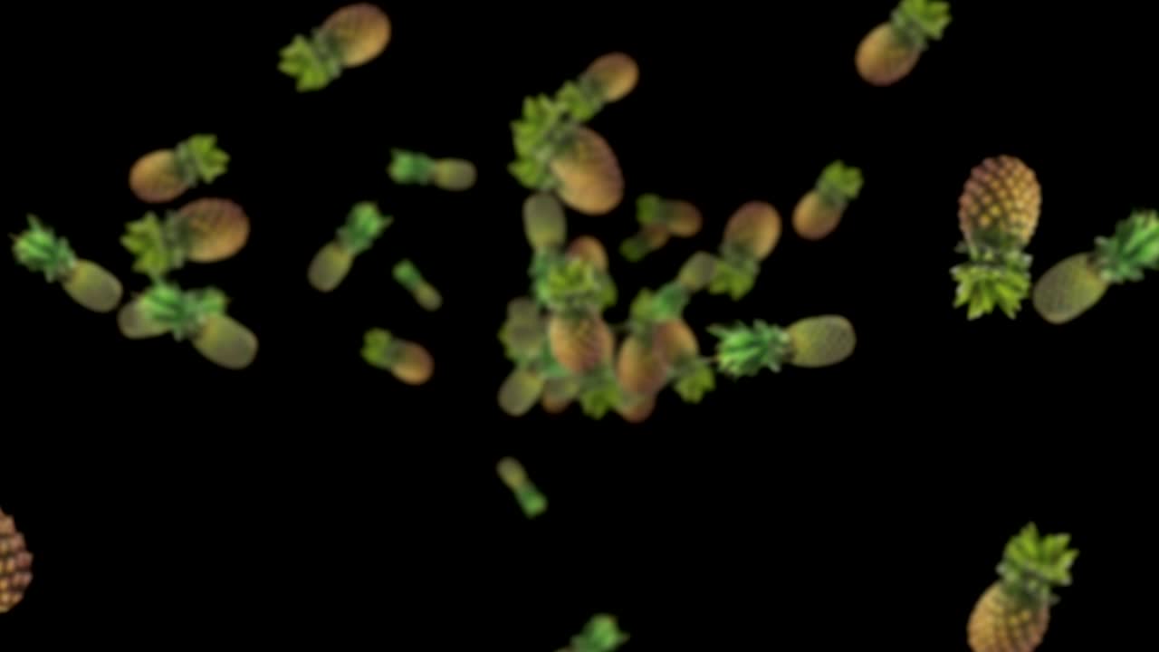 떨어지는 파인애플 배경, 루프, 알파 채널