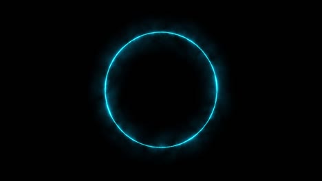 blue ring of lightning, energy on a black background. abstract energy circle with lightning discharges. gradually, a blue ring appeared and a constant glow in the circle. animated graphics 4k.