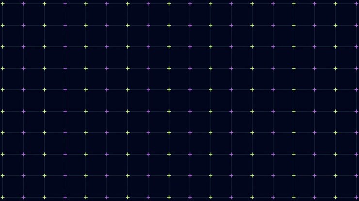 Rainbow neon crosses pattern with grid lines