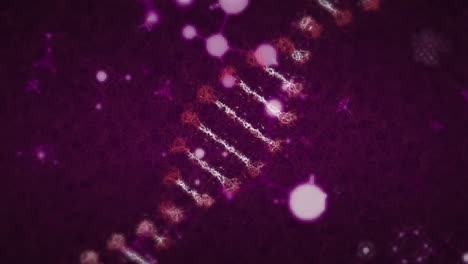 Animation-of-multiple-molecules-and-elements-and-a-DNA-strain-floating-on-blue-background