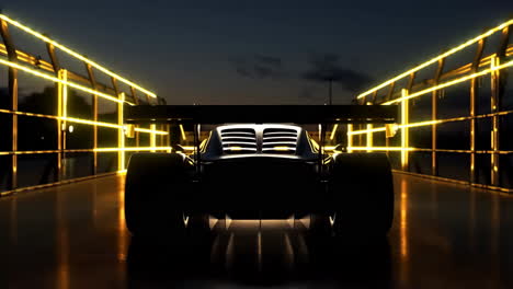 race car in tunnel at night