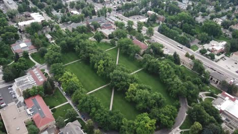 universidad estatal de colorado, fort collins usa, vista aérea en el parque oval, parte del campus universitario