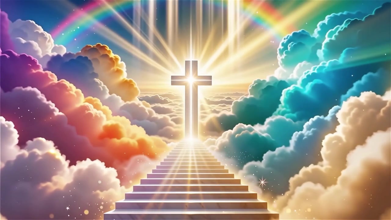 Christian Cross Heavenly Light Worship Background